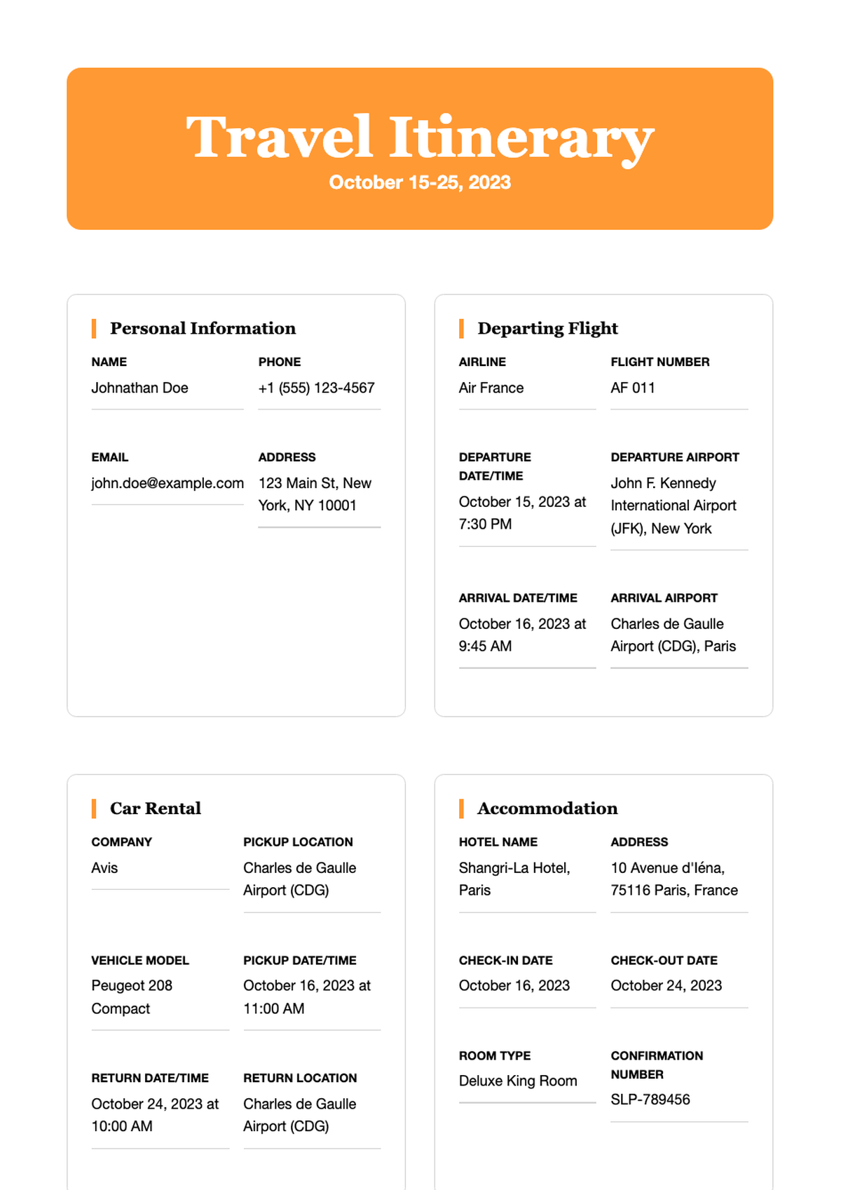 Business travel itinerary with flight and car rental details_variant_1